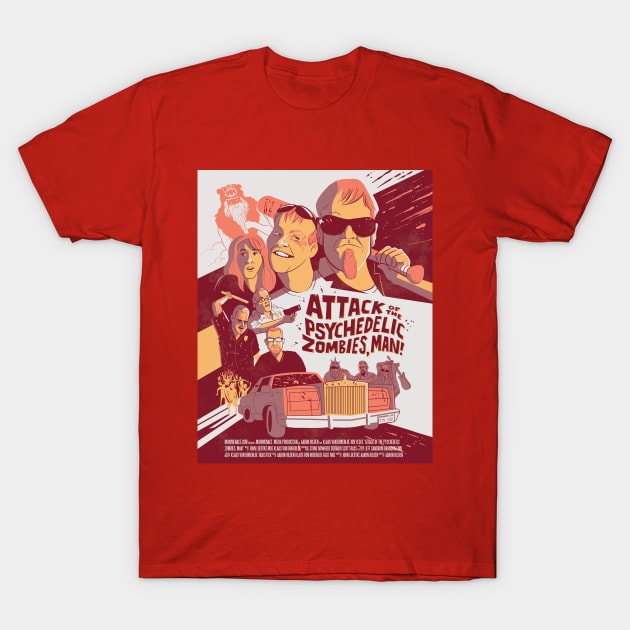 Attack of the Psychedelic Zombies, Man! T-Shirt by MoJoMenace Merch Store